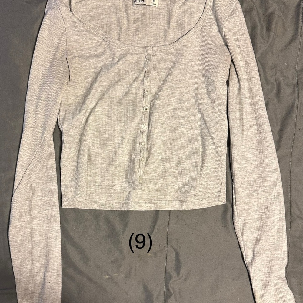 Hollister Cream Long Sleeve Fitted Bodysuit